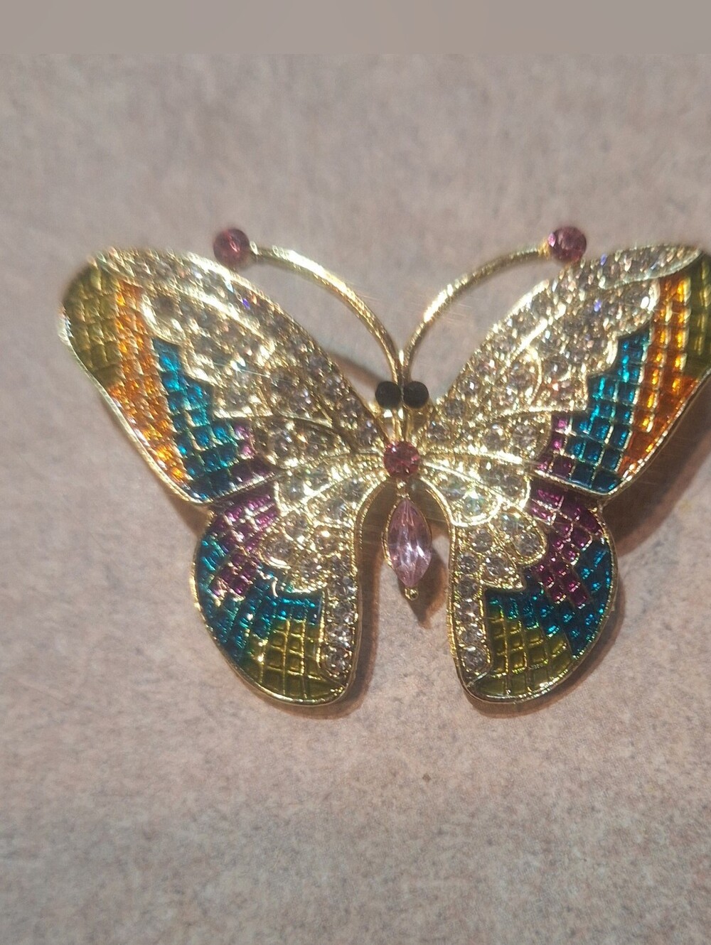 Rhinestone Butterfly Brooch Or Pin NWOT 2" W x 1.25" L